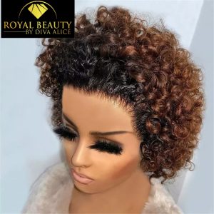 Wig pixie 100% Human Hair  1B 30 Color  13x4 Lace Wig Brazilian Indian Hair