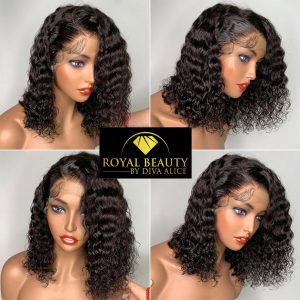perruque  Bob curly couleur noire naturelle Deep wave  100% cheveux humains