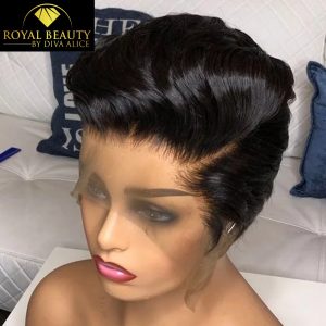 Wig pixie 100% Human Hair  1B Color  13x4 Lace Wig Brazilian Indian Hair