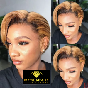 Wig pixie 100% Human Hair Color 1b/27 13x4 Lace Wig Brazilian Indian Hair