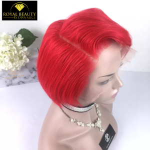 Wig pixie curly 100% Human Hair Color red,  13x4 Lace Wig Brazilian Indian Hair (Copie)