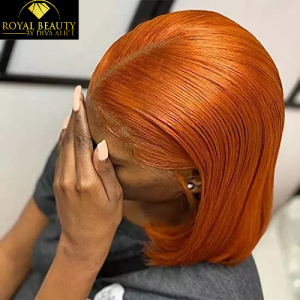 perruque  Bob couleur  orange gingembre 100% cheveux humains
