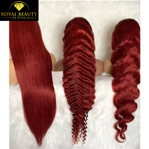 perruque colorées avec Lace Frontal  Colour 99j  bordeau 200% 100% cheveux humains density, 100% humans hair