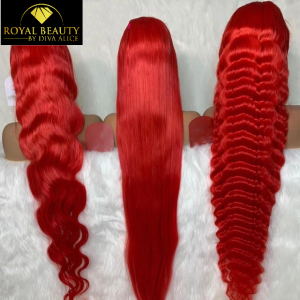 Perruques colorées couleur rouge 200% 100% vrais cheveux humains