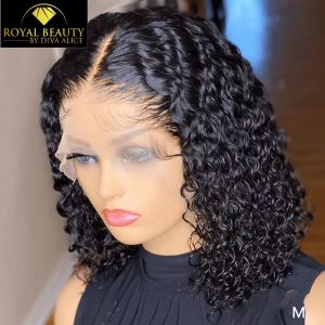 perruque Bob curly couleur noire naturelle  100% cheveux humains