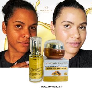 KIT SOIN DE VISAGE  BLANCHISSANT AVEC SÉRUM EXTRA WHITE ET CRÈME PAPAYE PRO-AVANCÉE