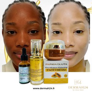 KIT SOIN DE VISAGE AVEC SÉRUM ACIDE HYALURONIQUE,SÉRUM EXTRA WHITE ET CRÈME PAPAYE EXTRA BLANCHISSANTE