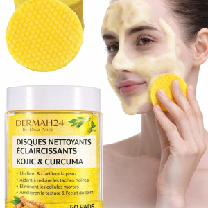 🍋 TAMPONS NETTOYANTS POUR TACHES ET ACNÉS DU VISAGE À  L'ACIDE KOJIQUE ET AU CURCUMA