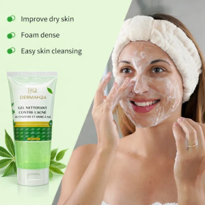 🌿 GEL NETTOYANT CONTRE L’ACNÉ AU CHANVRE ET ARBRE À THÉ DermaH24