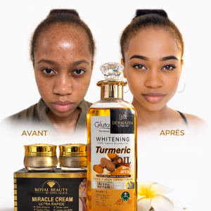 DUO ROYAL BEAUTY MIRACLE CREAM + GLUTA TURMERIC OIL ,Un kit complet éclaircissant et anti-taches puissant